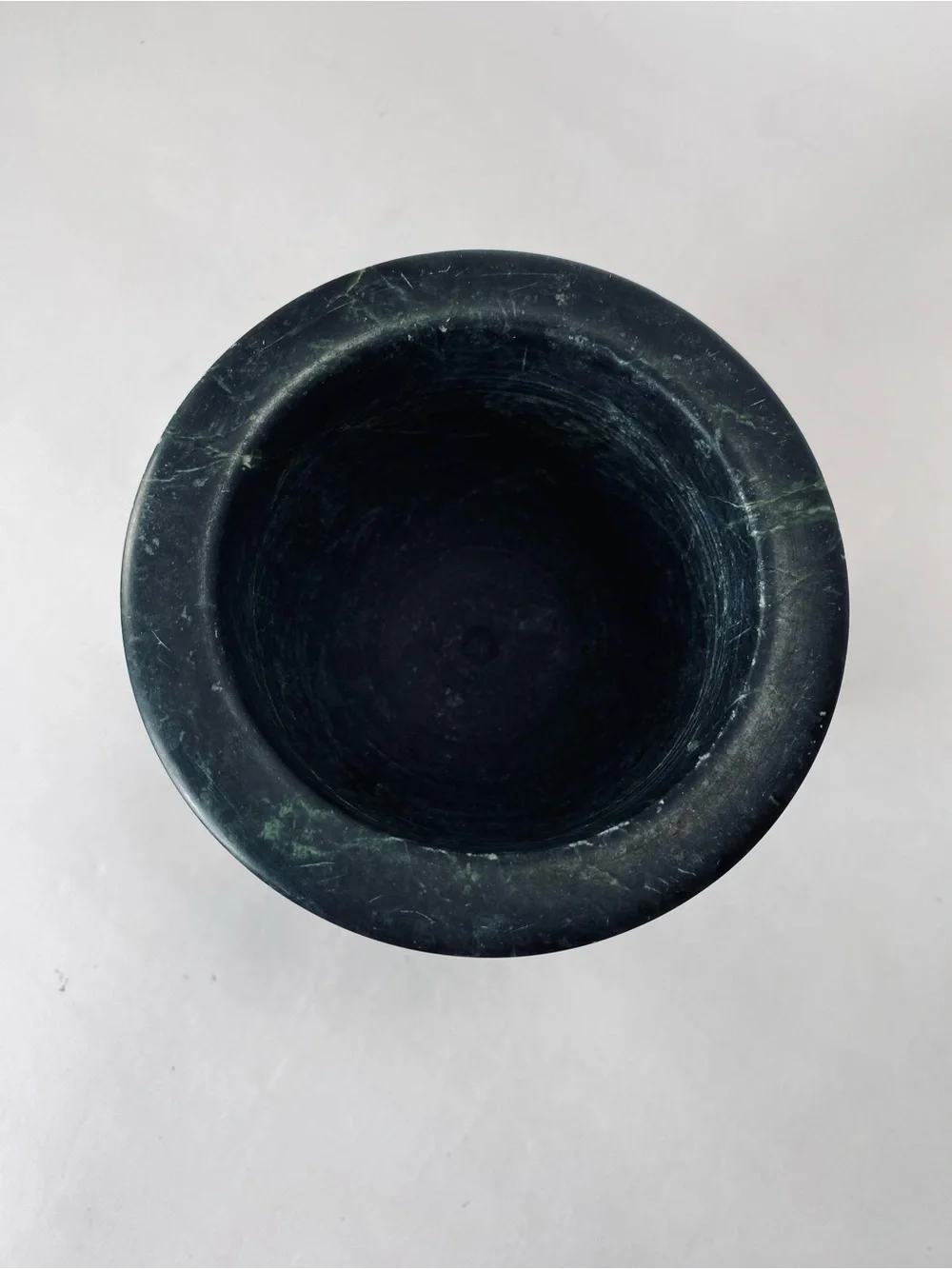 Vintage Traditional Green Marble Pedestal Mortar Spice Grinder Bowl (No Pestle)